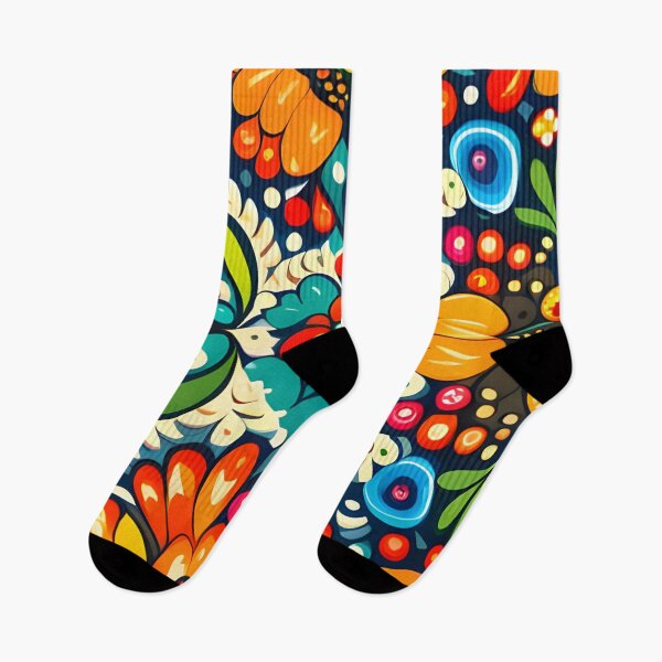 Item preview, Folk inspired art, vibrant flowers pattern  designed and sold by artbelka.