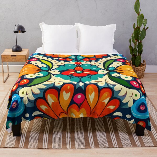 Item preview, Folk inspired art, vibrant flowers pattern designed and sold by artbelka.