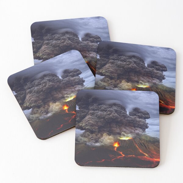Item preview, Live volcanic eruption and red-orange molten lava flows color panoramic drone photograph designed and sold by Jéanpaul  Ferro.