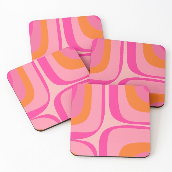 Item preview, Retro Groove Mid Century Modern Abstract Pattern Hot Pink and Pumpkin Orange designed and sold by kierkegaard.