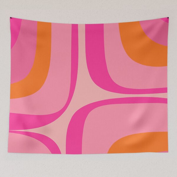 Item preview, Retro Groove Mid Century Modern Abstract Pattern Hot Pink and Pumpkin Orange designed and sold by kierkegaard.