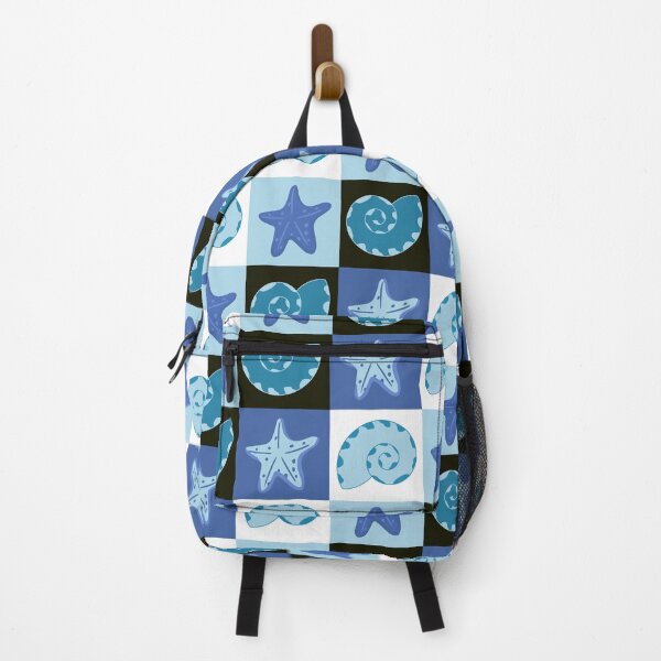 Item preview, Blue Seashells and Starfish Checkerboard Pattern designed and sold by capefox.