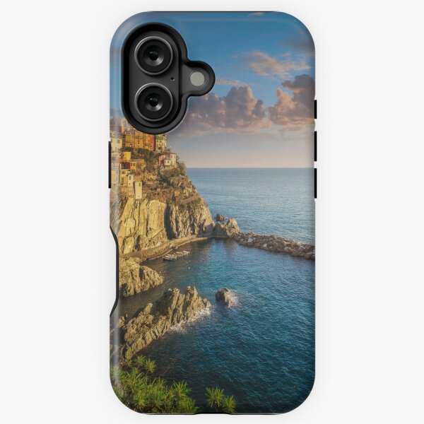 Aperçu de l'œuvre Village de pêcheurs de Manarola sur les rochers au coucher du soleil. Cinque Terre créée et vendue par Stefano Orazzini.