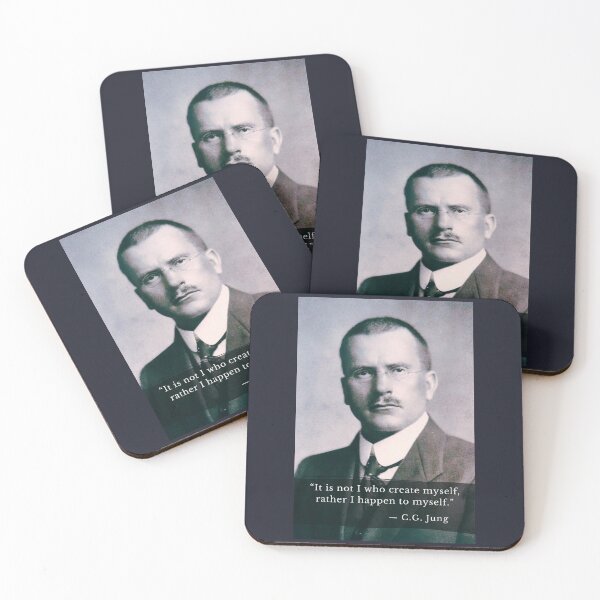 Item preview, Carl Jung  portrait and quote: It is not I who create myself, rather I happen to myself. designed and sold by artbleed.