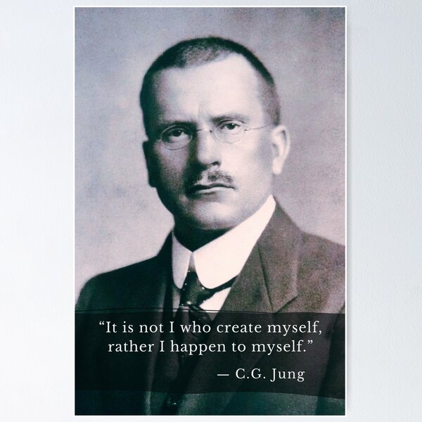 Item preview, Carl Jung  portrait and quote: It is not I who create myself, rather I happen to myself. designed and sold by artbleed.