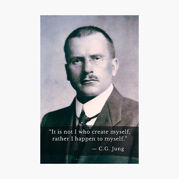 Item preview, Carl Jung  portrait and quote: It is not I who create myself, rather I happen to myself. designed and sold by artbleed.