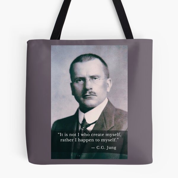 Item preview, Carl Jung  portrait and quote: It is not I who create myself, rather I happen to myself. designed and sold by artbleed.