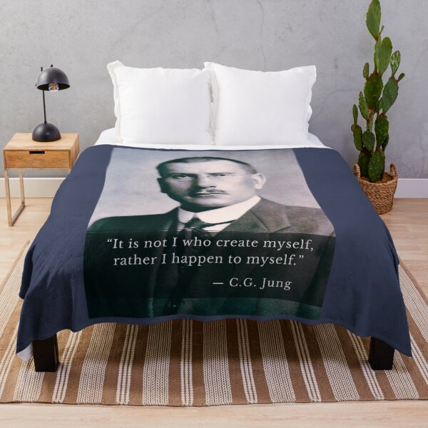 Item preview, Carl Jung portrait and quote: It is not I who create myself, rather I happen to myself. designed and sold by artbleed.