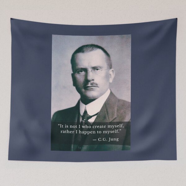 Item preview, Carl Jung  portrait and quote: It is not I who create myself, rather I happen to myself. designed and sold by artbleed.