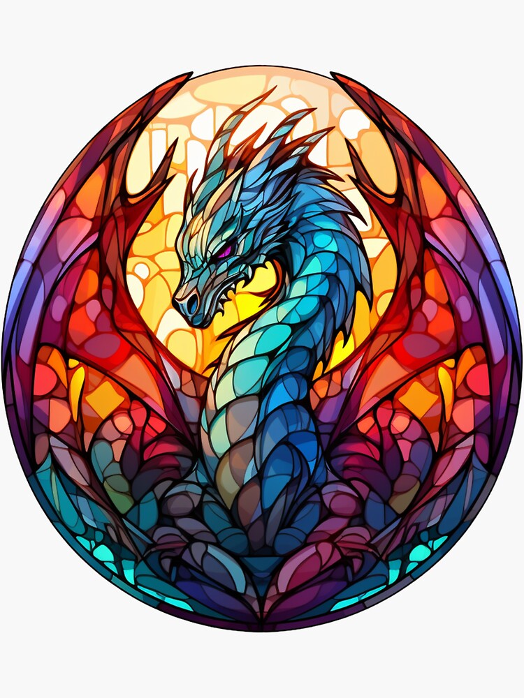 Ferocious Dragon Stained Glass Official Diamond Painting Kit, Diamond Art