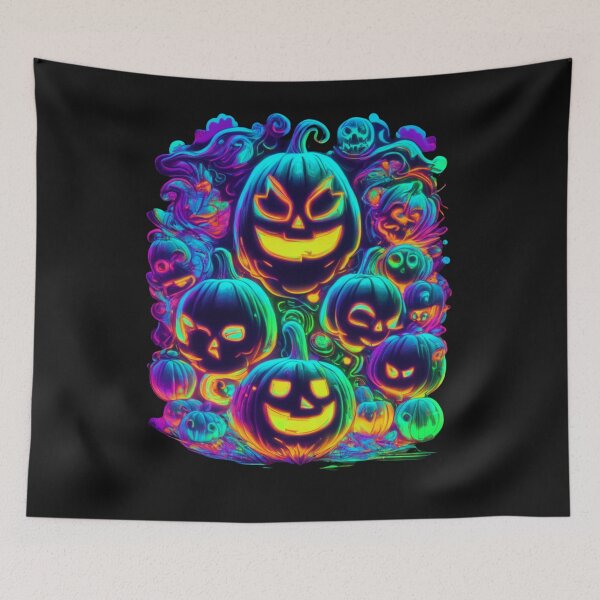 Item preview, "Vibrant Halloween Delight: Colorful Pumpkins Apparel - Trending, Fun, and Spooky!" designed and sold by Thehobbiehouse.