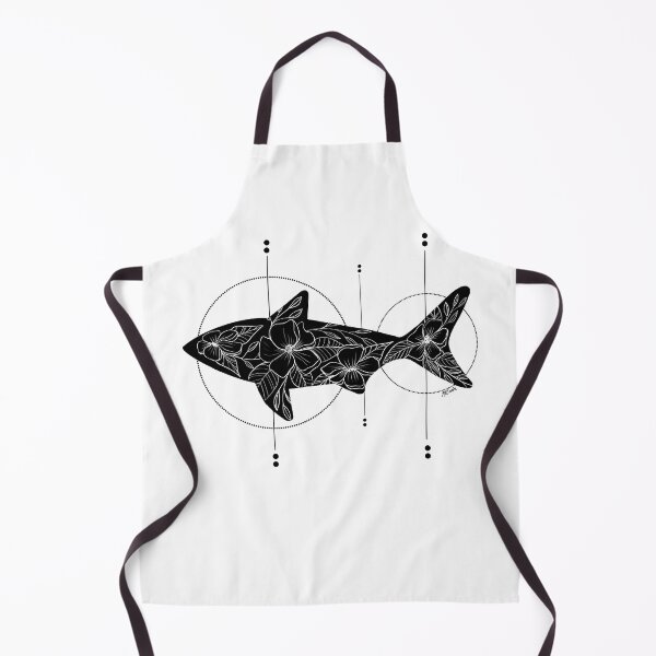 Item preview, Shark Floral Black with white ink designed and sold by Quick Brown Fox Canada.