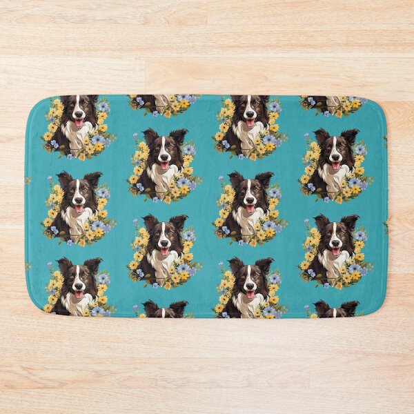 Item preview, Border Collie in Blue and Yellow Flowers designed and sold by ZombieLH.