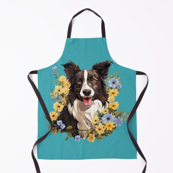 Item preview, Border Collie in Blue and Yellow Flowers designed and sold by ZombieLH.