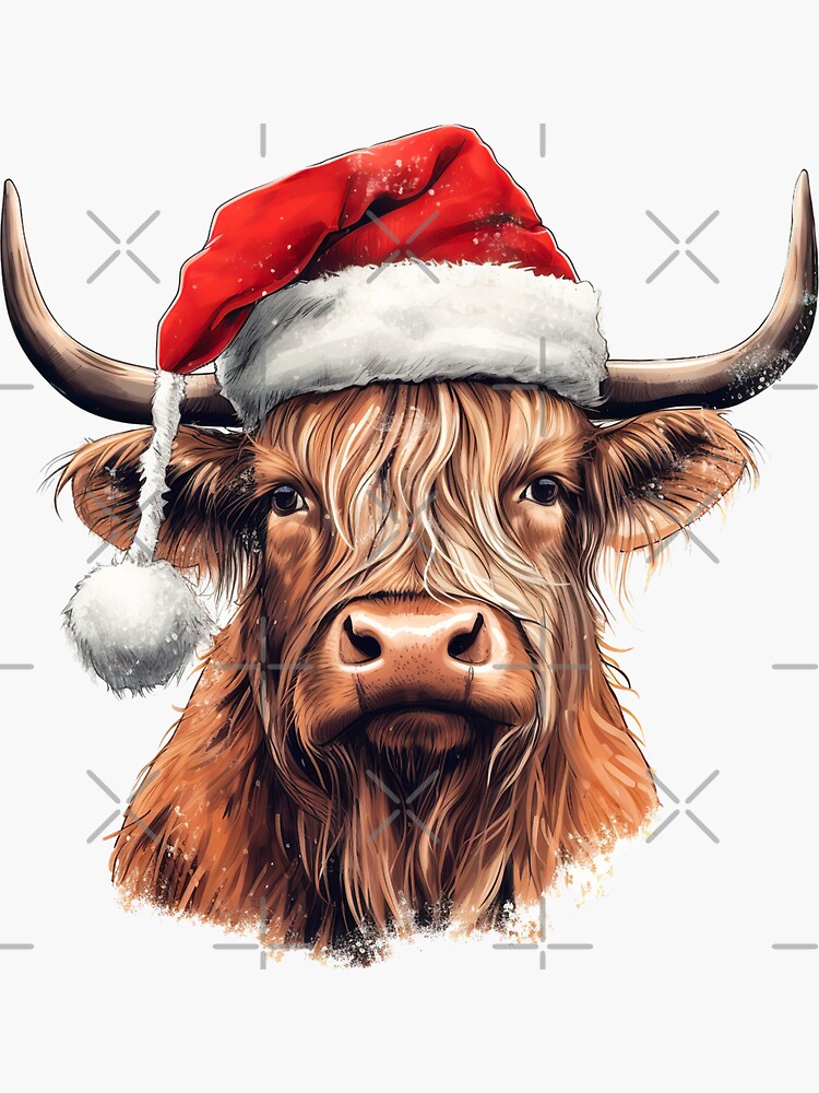 Highland Cow Christmas Throw Pillow Case, Cow Christmas Decor
