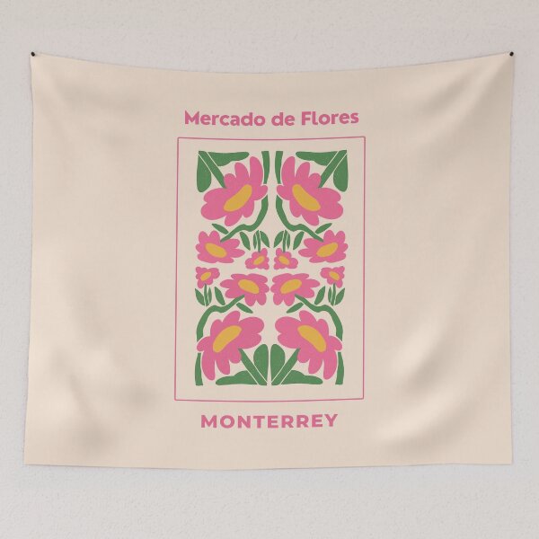 Item preview, Monterry Mercado de Flores Flowers - Pink and Green Modern Art designed and sold by jessicaleah15.