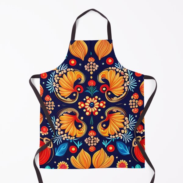 Item preview, Folk inspired design, warm colors floral pattern designed and sold by artbelka.