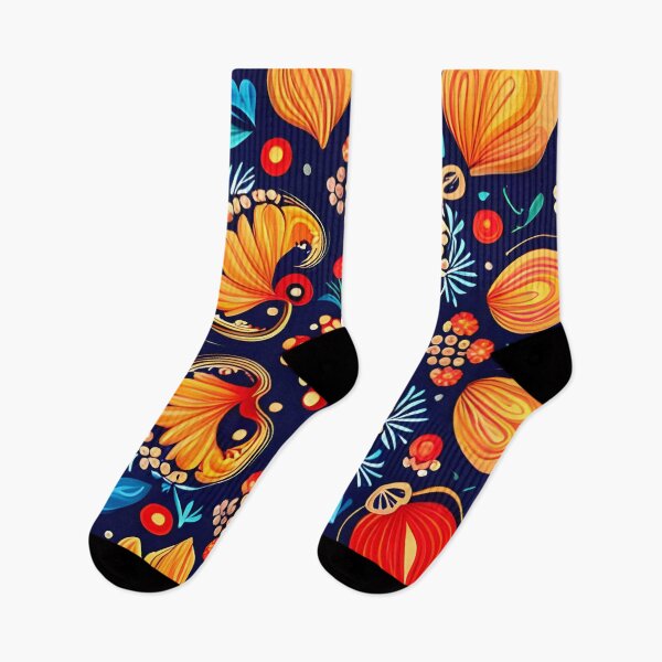 Item preview, Folk inspired design, warm colors floral pattern  designed and sold by artbelka.
