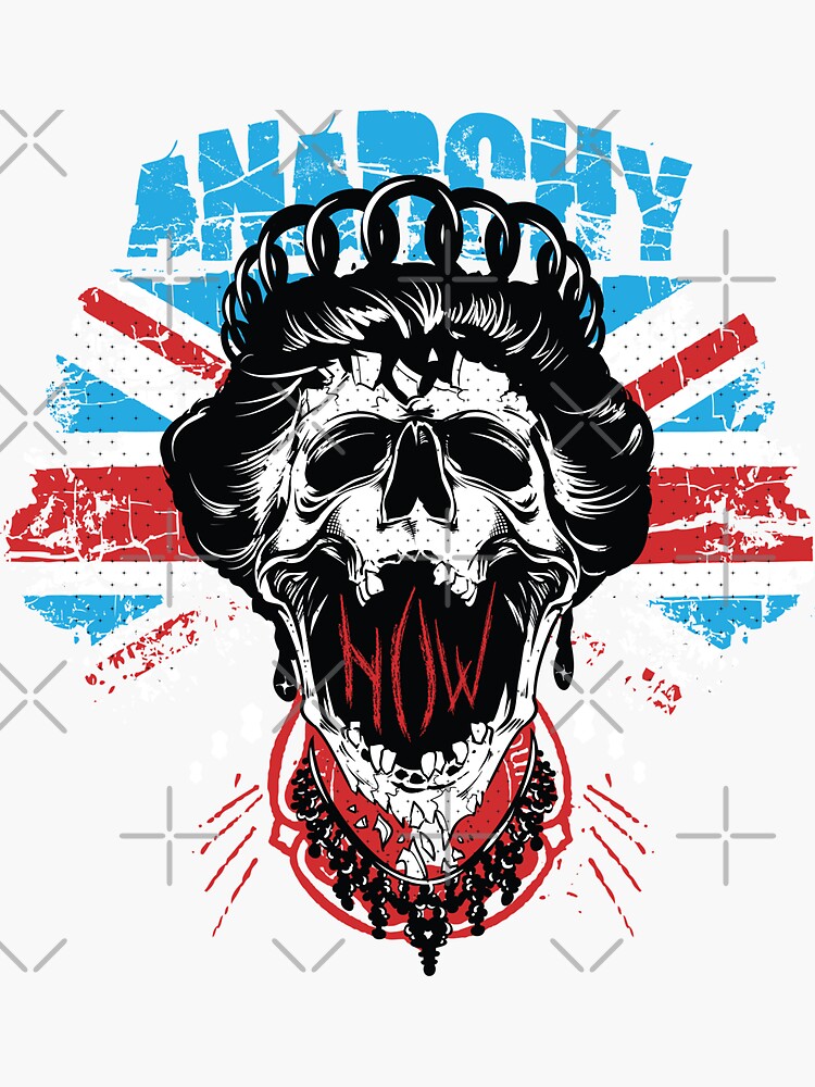 Union Jack Flag Anarchy In The UK Queen Skull United Kingdom Retro Pride by thespottydogg