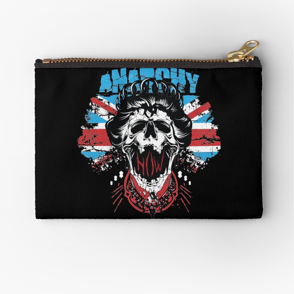 Union Jack Flag Anarchy In The UK Queen Skull United Kingdom Retro Pride Zipper Pouch