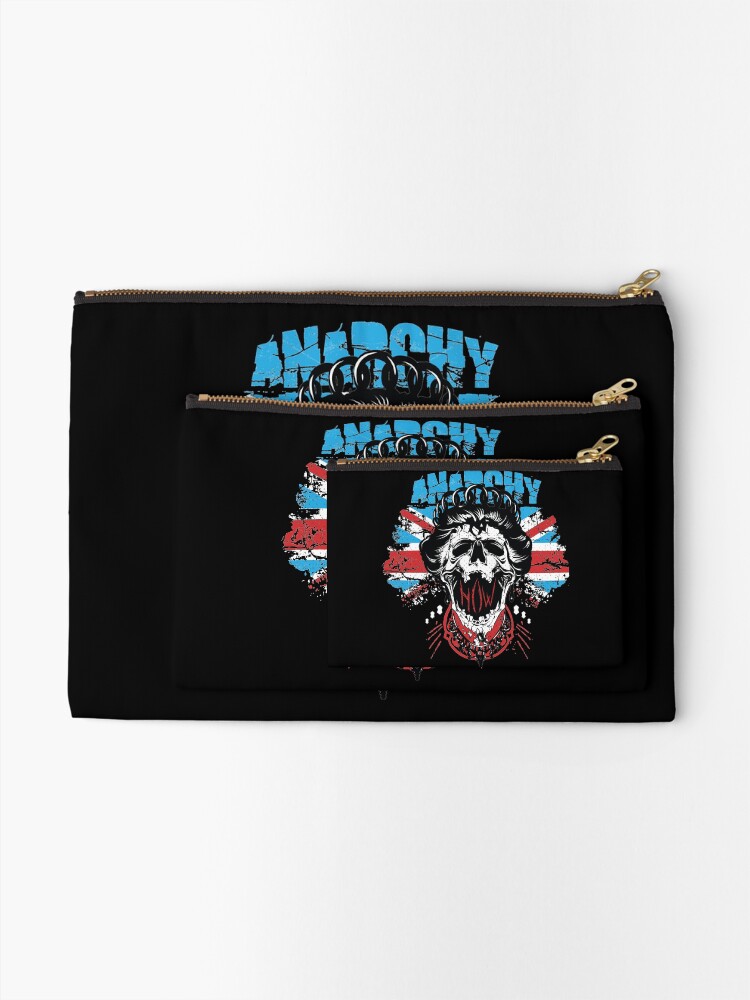 Alternate view of Union Jack Flag Anarchy In The UK Queen Skull United Kingdom Retro Pride Zipper Pouch