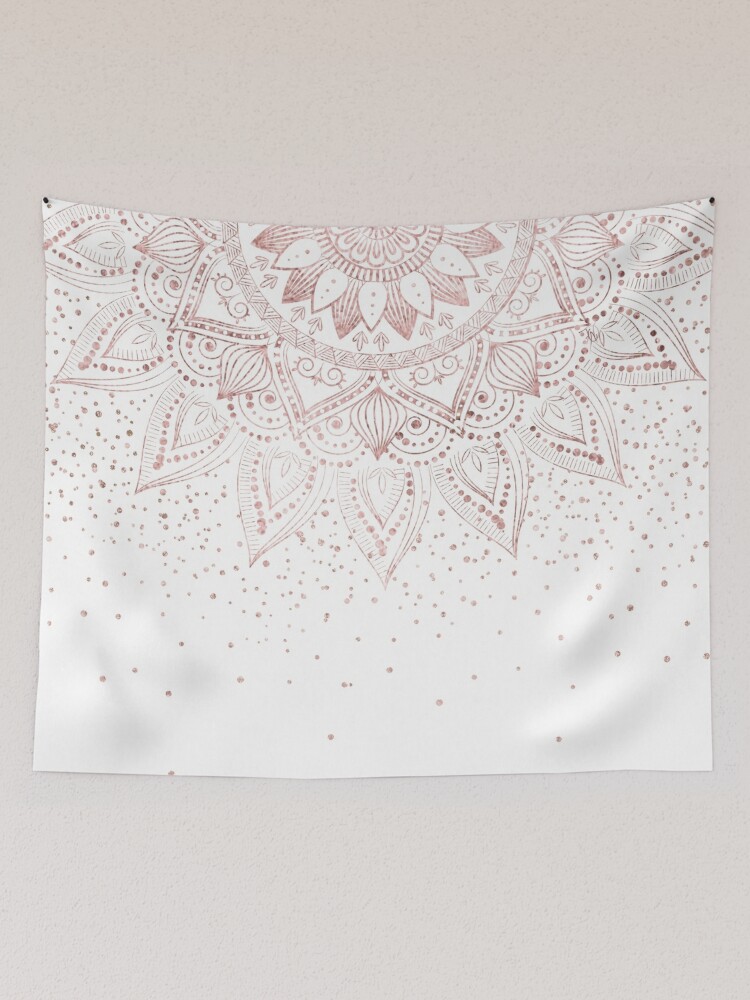 Disover Elegant Rose Gold Dots Mandala | Tapestry