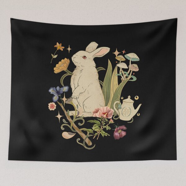 Item preview,  Cottagecore Rabbit With Flowers Vintage Style Design designed and sold by EarthArtDesigns.