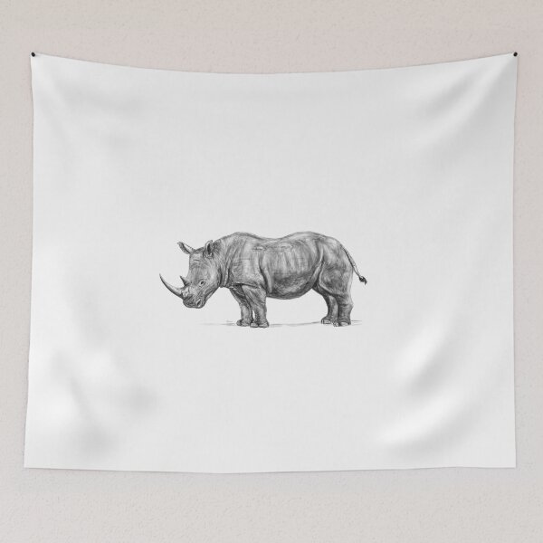 Item preview, White Rhinoceros (Realistic Pencil Drawing) | Safari Sketches designed and sold by flypigart.