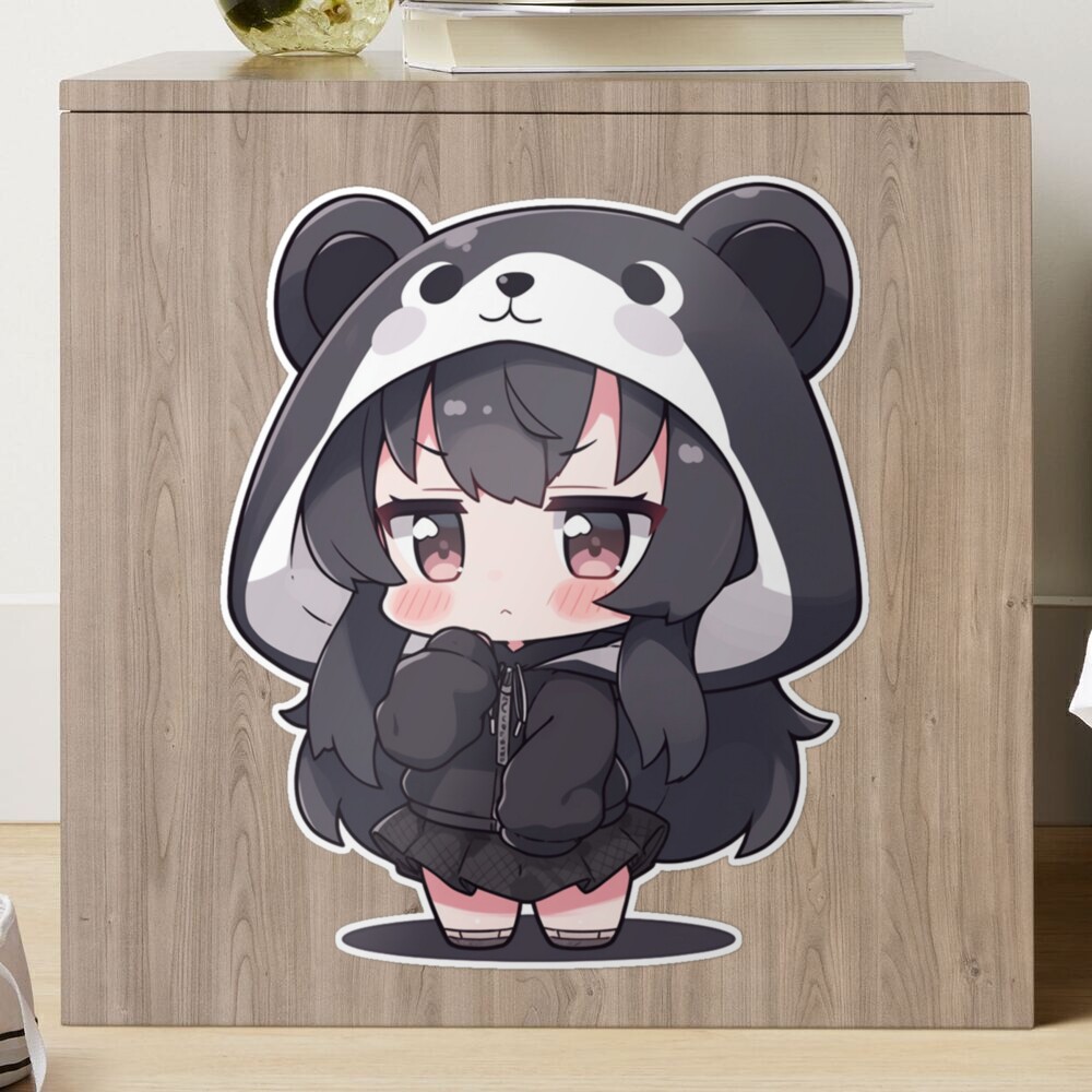 Kawaii Anime Girl Wearing Panda Costume Sticker for Sale by Nightarcade