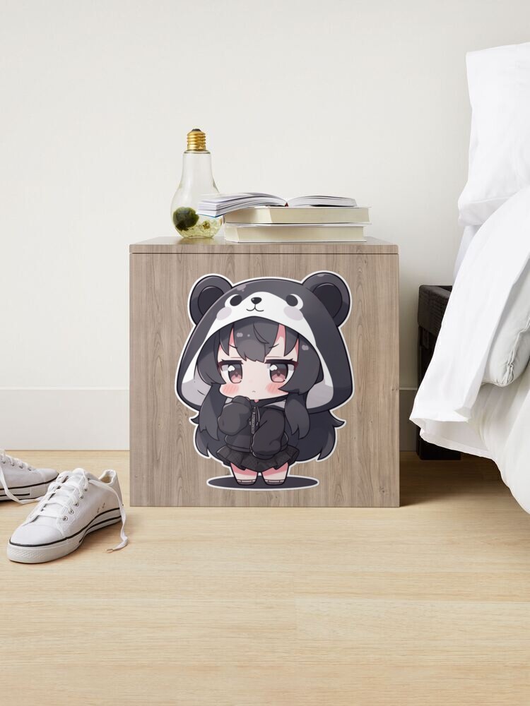 Kawaii Anime Girl Wearing Panda Costume Sticker for Sale by Nightarcade