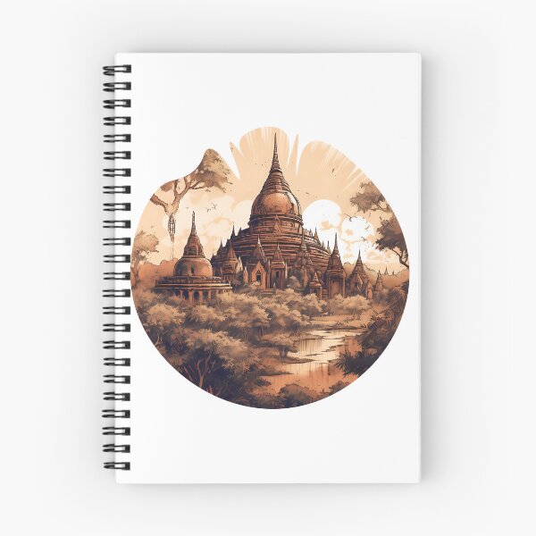 Item preview, Retro illustration of Bagan, Myanmar in circle designed and sold by KristinaNEL.