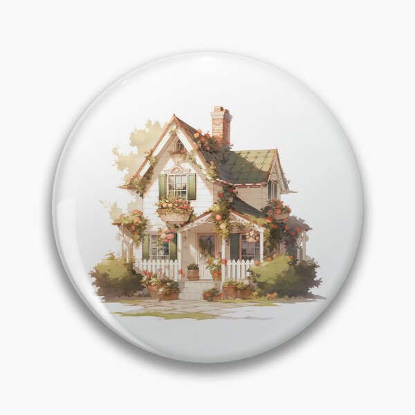 Item preview, Cozy Cottage with Flowers and Green Roof: Rustic and Cottagecore  designed and sold by CozyKawaiiArt.