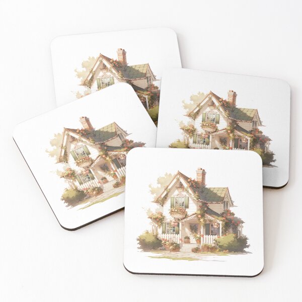 Item preview, Cozy Cottage with Flowers and Green Roof: Rustic and Cottagecore  designed and sold by CozyKawaiiArt.