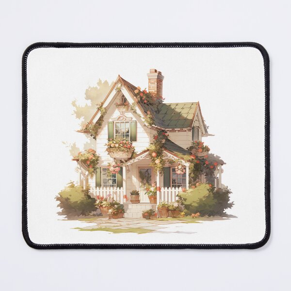 Item preview, Cozy Cottage with Flowers and Green Roof: Rustic and Cottagecore  designed and sold by CozyKawaiiArt.