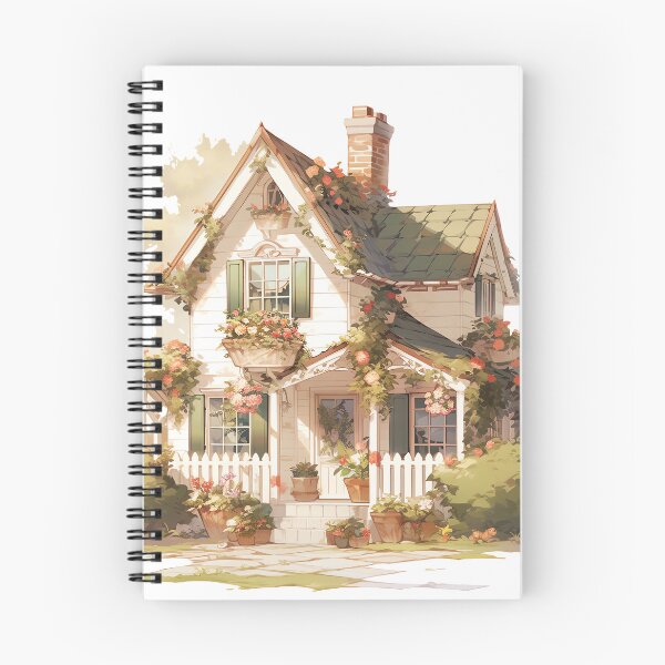 Item preview, Cozy Cottage with Flowers and Green Roof: Rustic and Cottagecore  designed and sold by CozyKawaiiArt.