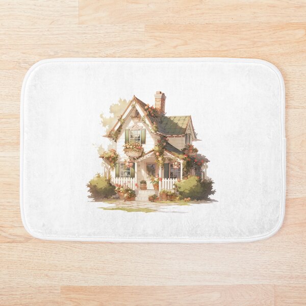 Item preview, Cozy Cottage with Flowers and Green Roof: Rustic and Cottagecore  designed and sold by CozyKawaiiArt.