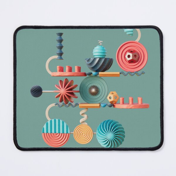 Item preview, Curious Contraptions on a turquoise. Digital illustration designed and sold by Glenn Maguire.