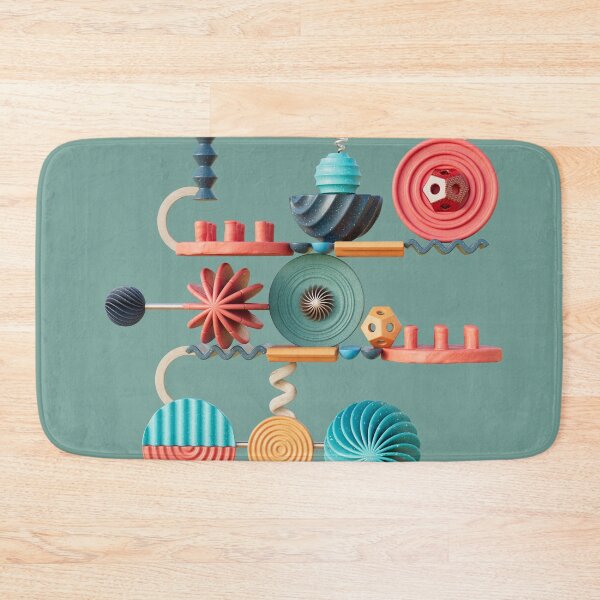 Item preview, Curious Contraptions on a turquoise. Digital illustration designed and sold by Glenn Maguire.