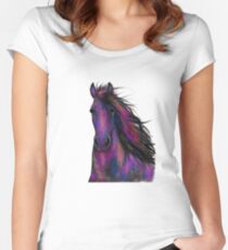 BLaCK FRieSiaN HoRSe ' ToMMY 2 ' by SHiRLeY MacARTHuR Women's Fitted Scoop T-Shirt