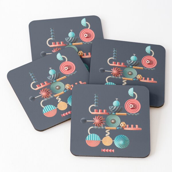 Item preview, Curious Contraptions on a dark blue background. Digital illustration designed and sold by Glenn Maguire.