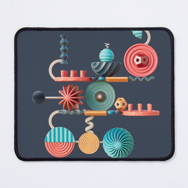 Item preview, Curious Contraptions on a dark blue background. Digital illustration designed and sold by Glenn Maguire.