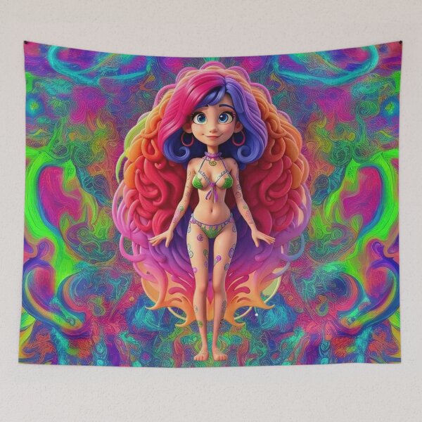 Item preview, "Psychedelic Girl Art: Trippy Delight, Colorful Design Celebrating Mind-Bending Creativity" designed and sold by RvinJo8.