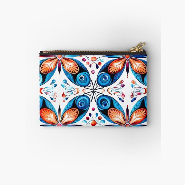 Artikelvorschau, Buntes Fantasiemuster blau weiß orange Schmetterlinge entworfen und verkauft von G-M-Designs.