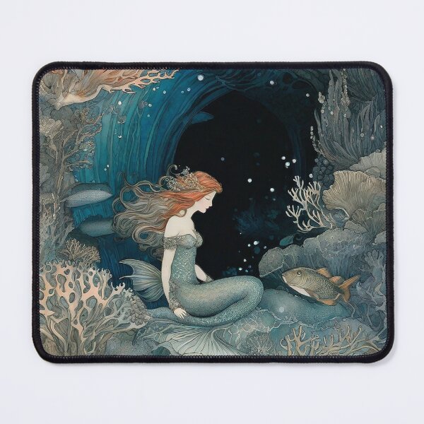 Item preview, Mythical Mermaid and Her Fish Friend designed and sold by blue-planet-art.