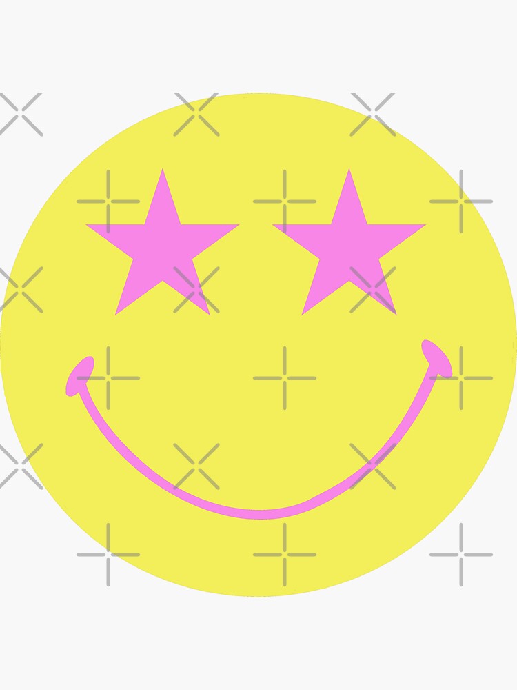 Shop Durable Blue Preppy Star-Eyed Faces Sticker Sticker With Cheap Price.