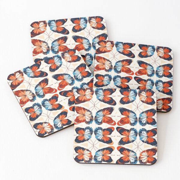 Artikelvorschau, Buntes Fantasiemuster blau rot gelb orange Schmetterlinge entworfen und verkauft von G-M-Designs.