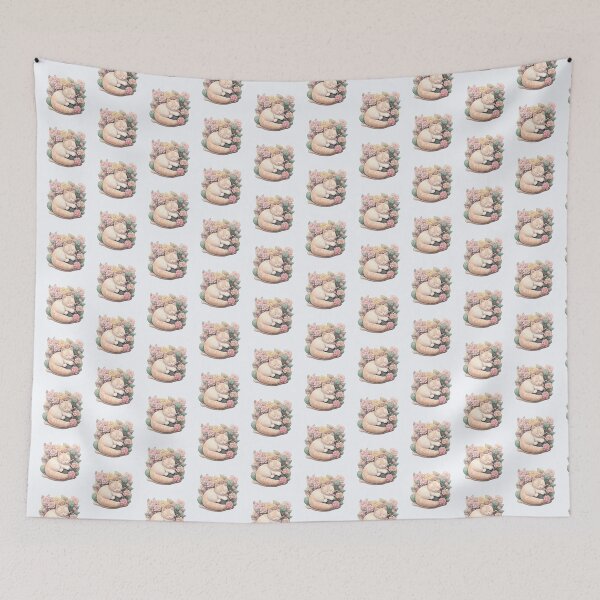 Item preview, Cute floral sleeping cat designed and sold by BacalhanzZz.