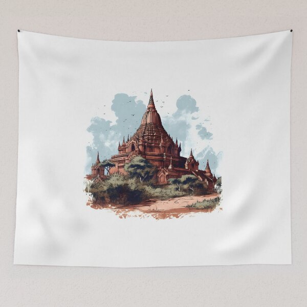 Item preview, Cartoon illustration of Bagan, Myanmar designed and sold by KristinaNEL.
