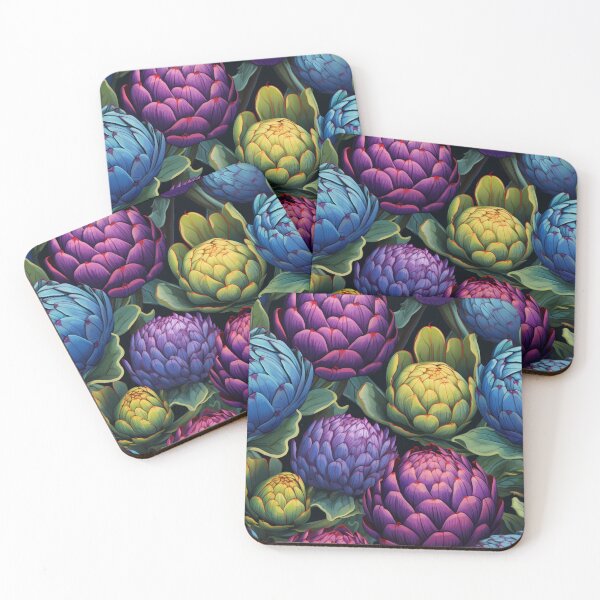 Item preview, Artistic Harvest: Colorful Artichokes on A Dark Background designed and sold by minjagoods.