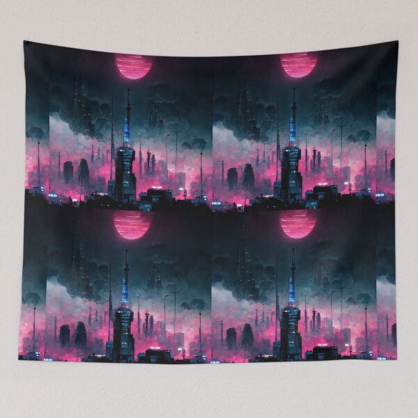 Item preview, Cyber City (Neo Noir Blade Runner Inspired Cityscape Vaporwave Synthwave Poster) designed and sold by ZGigerBarker.
